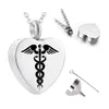 Stainless steel Silver Caduceus Angel Nursing Themed Pendant Necklace urn Necklace keepsake-with filling kit