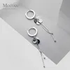 Simple Sequins Tassel Line Beads 925 Sterling Silver Hoop Earring Geometric for Women Fine Jewelry 210707