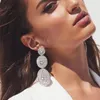 Boucles d'oreilles de charme rondes exagérées européennes Strass brillant Strassang Géométrique Boucles d'oreilles de mariage bijoux de mariage pour femmes