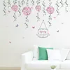 Fleur volante papillon floral vigne stickers muraux salon chambre TV canapé fond canapé fenêtre décor mur décalcomanie art 210420