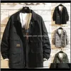 Jackets Outerwear Coats Mens Clothing Apparel Drop Delivery 2021 Winter Men Japanese Multipocket Overcoat Plain Lapel Coat 5Xl Jaqueta Casaco