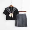 Black sailor suit long sleeve Kawaii girl's JK uniform spring autumn female school love class college style 210526