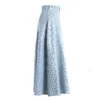 Twotyle denim retalhos laquina saia para mulheres cintura alta ocasional uma linha saias feminino moda roupas primavera 210621
