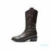 Stivali Fashion Cowboy Western Knee High Donna Punta a punta Stile europeo Autunno Inverno PU Tacchi spessi