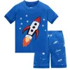 Sommarpojkar Pyjamas Sätter Space Short Sleeve Barnens sovkläder 100% Bomull Barn Underkläder Pajama Sova kostymer 211109