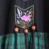 Johnature Woman Vintage Вышивка Платья Ruffled Шелды Зеленый Хлопк Белье Осеннее Пэчворк Китайский Стиль Женское Платье 210521