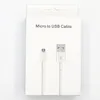 Micro USB V8 Kablar Original OEM 1M 2M 6FT Data Laddningsladd med Retail Box för Samsung S7 S8 S10 S20 S21 Huawei P40 P50 Xiaomi 11 10 x 8 7 USB-C För att skriva C Telefonkabel