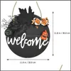 Świąteczne dostawy Strona główna Ogród Dekoracyjne Kwiaty Wieńce Drewniane Drzwi Wiszące Sign Festival Welcome Plaque Drop Dostawa 2021 KH47F