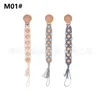 Baby Dummy Chain Pacifier clip Crochet Cotton Soother Holder Infant Toddler Wooden Beads Teething Toy 2423 Q2