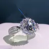 Large Zircon White Crystal Ring For Women Party Weeding Engagement Cubic Zirconia Rings Jewelry