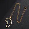 Forme Afrique carte Pendentif collier En Acier Inoxydable Hip Hop Or chaînes Colliers pour femmes hommes bijoux de mode