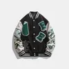 Men's Jackets High Street Vintage Varsity Jacket Men Women PU Leather Splice Embroidery Baseball College Style Couple Coat Oversized