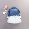 Jesień Niemowlę Baby Girls Ubrania Zestawy Księżniczka Denim Kurtka + Dress 2 SZTUK Outfit Garnitury dla odzieży Set 211224