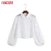 Women Retro Hollow Out Embroidery Romantic Blouse Long Sleeve Chic Female Shirt Tops 6Z30 210416