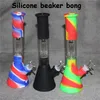 Silicone Bongs hookah colorful glass water pipe oil smoking Dab Rigs Removable Straight With 14mm Glas Bowl