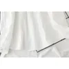 HSAの女性の長袖ブラウスを折りたたむ襟の刺繍Ruffleレースのシャツホワイトブルスの女性トップスヤーンブルス210417