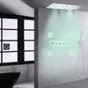 Robinet de douche LED de luxe chromé poli, salle de bains, mitigeur mural, ensemble de Massage thermostatique à pluie