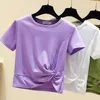 T-shirt bianca sexy Abbigliamento donna Casual Summer Short Top T-shirt donna manica corta Black Woman Tshirt Crop Top 210604