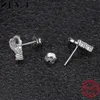 Stud Zemo Real Silver 925 Sterling podwójne kołki z podwójnym sercem z CZ dla kobiet Shinning Crystal Girls039 Ear Jewelry5239902