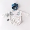 Autumn Winter Infant Baby Girls Rompers Clothes Bodysuit Embroider Long Sleeve Thicken 210429