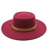 Wide Brim Hats Women039s Fedora Hat Round Flat Top Wool Felt Big Fall Winter Men And Women Concave Fashion Woolen Jazz6268743