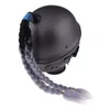 Motorcycle Helmets 54cm/21'' Helmet Pigtail Twin Braid Hair With Suction Cup Bowknot