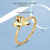 Belawang Real 925 Стерлинговое серебро Daffodil Цветочное кольцо с 18K Позолоченная Нежная Свадьба для Женщин Мода Ювелирные Изделия 2111217