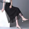 Plus Size 4XL Black Casual High Waist Mesh Polka Dots Tulle Skirts Summer Fairy All Match Streetwear Chic Loose Women Skirt 210619