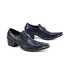 Chaussures habillées Men de mode occidental Point Metal Toe Luxury Handmade Men039S Cuir Blue Hauteur Augmentation 6288702