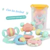 Meibeile Infant Toddler Soft Teether Musical Toy Set Hand Ring Bell Juguete Baby Rattles For Kids Early Intelligence Development C0331249C