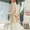 봄 가을 사무실 레이디 턴 다운 칼라 넥타이 블레이저 여성 우아한 새시 재킷 패션 슬림 벨 210430