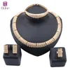 Women Fashion Bridal Dubai Gold Jewelry Sets Crystal Necklace Earring Ring Bracelet Wedding Party Jewellry Set