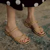 Sophitina Kadın Ayakkabı Eğlence Yeşil Yaz Hakiki Deri El Yapımı Ayakkabı Kare Toe TPR Dar Bant Moda Lady Sandalet AO351 210513