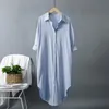 Women's Blouses & Shirts Woman Long Shirt Dress Cotton Korean Clothing White Boho Beach Big Maxi Summer 2022 Autumn Oversized Pure Dresses