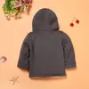 Brun Gris Enfants Manteaux D'hiver Polaire Garçon Vêtements Tenues Enfants À Capuche Laine Mélanges Bébé Garçon Doudoune Corne Bouton Haut 210413