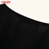 Tangada Kobiety Sexy Black Bluzka Design O Neck Przezroczysty Długi Rękaw Cleży Crop Elegancka Koszula Blusas Femininas Be664 210609