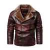 Punk läder jacka mens höst vinter biker jacka retro stil vintage faux läderjacka män turndown päls Lägg till tjock varm kappa 211110