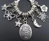 Metales Luna árbol estrella mariposa encantos gran agujero cuentas sueltas 100 unids/lote plata tibetana ajuste pulsera europea