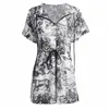 Women Gray Printing Chiffon Zipper Bandage Dress Turn-down Collar Short Sleeve Slim Fit Fashion Tide Summer 7E0078 210421