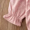 Lioritiin 0-24m recém-nascido menina bebê outono primavera romper manga longa ponto impresso O-pescoço macacão rosa roupas G1221