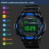 Relojes de pulsera Reloj LED digital de moda Reloj de fecha a prueba de agua Estilo de deporte fresco Correa electrónica al aire libre con cuatro botones Reloj de pulsera Relog