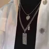 Nowa osobowość Cross Square Metal Multilayer Hip Hop Long Chain Cool Prosty naszyjnik dla kobiet Mężczyźni Biżuteria Prezenty 19