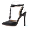 Sapatos de vestido Senhoras Escritório Sexy Pointed Toe Heels Chain Cadeia de Salto Alto Sapato de Verão Tornozelo