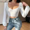 Branco tshirt Meninas Mulheres Colheita Tops Vintage Collar Quadrado Baixo Corte Curto T-shirt Lanterna Sleeve Sexy Backless T0D306A 210421