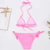 Bikini Set New Summer Falbala Kids Bikinis Meninas Swimwear Swimsuit Solid Children Bianini Infantil Terno de banho A146