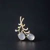 S925 Sterling Zilver Eenvoudig Ontwerp Wilgen Chalcedony Broche Vrouwelijke Mode Temperament Jurk Pak Sweater Pin