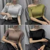 Summer Off Shoulder Skew Collar Solid Half Sleeve T-shirts Girls Sexy Chic Tshirts Tees Shirt Femme Tops For Woman 210604