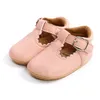 Eerste wandelaars focusnorm baby's babymeisjes jongens lederen schoenen lopen anti-slip holle ruche ruche zoom vast/luipaard wieg 0-18m