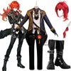 Genshin Impact Diluc Cosplay Costume Shoes WigsゲームユニフォームハロウィーンパーティーコスチュームY0903