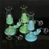 Hookah Bongs Glow in Dark Silicon Oil Dab Rigs met 14,4 mm mannelijke gewricht Glass Bowl Siliconen Nectar